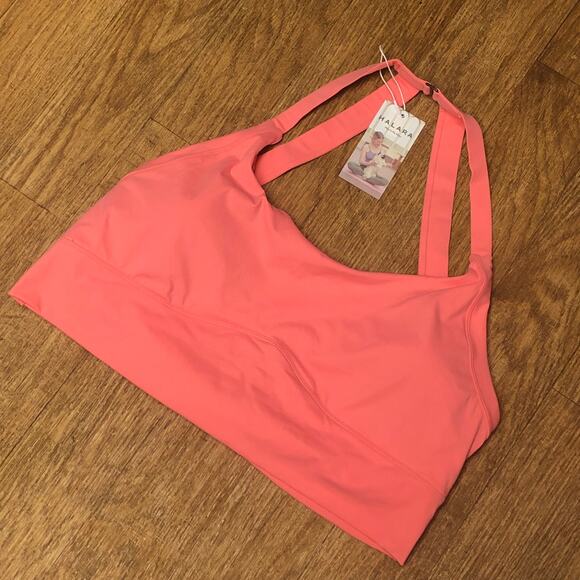 Halara Cut Out Twisted Cropped Yoga Tank Top in Shell Pink Size 3X - Picture 4 of 7